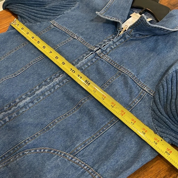 Vintage Coldwater creek jean jacket sweater zip Jeans blue Denim knit back sz M - Picture 13 of 13